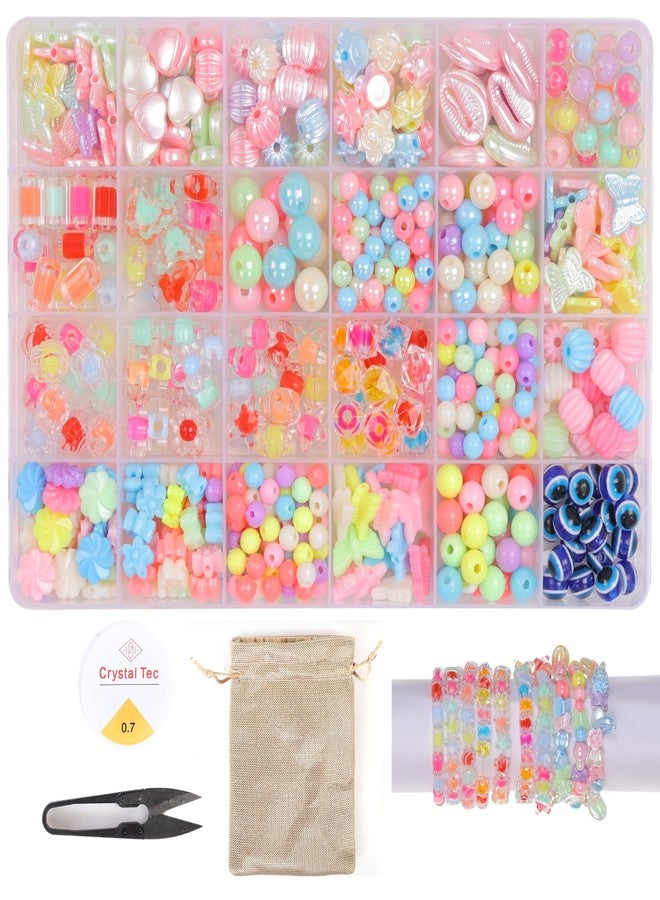ambitieux DIY Bracelet Making Kit - 24 Colorful Beads, 10m Elastic Thread, Jute Bag, and Cutter - Gift for Girls Birthdays (Double Beads Multicolor 3) - Image 1